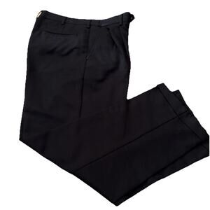 Preowned Savane Men's Pants Pleated Front Cuffed Deep Black Size 32W x 32 L